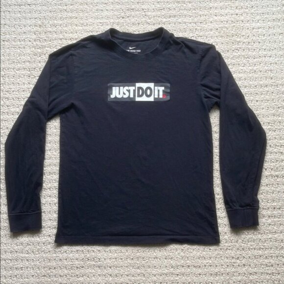 Nike Men’s Just Do It Crew Black Long Sleeved T-Shirt Size Small - Picture 2 of 12